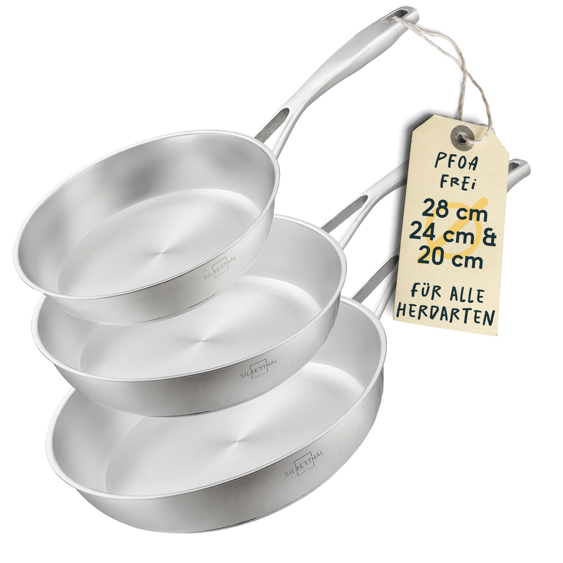 3er-Pfannenset Unbeschichtet