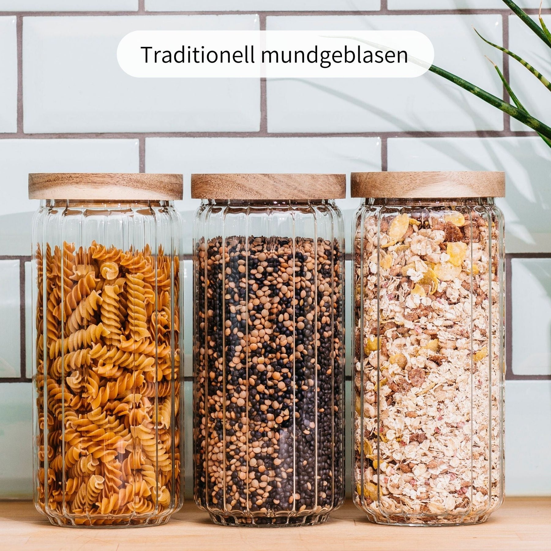 ELLA | Vorratsgläser geriffelt 1000ml (3-tlg.)