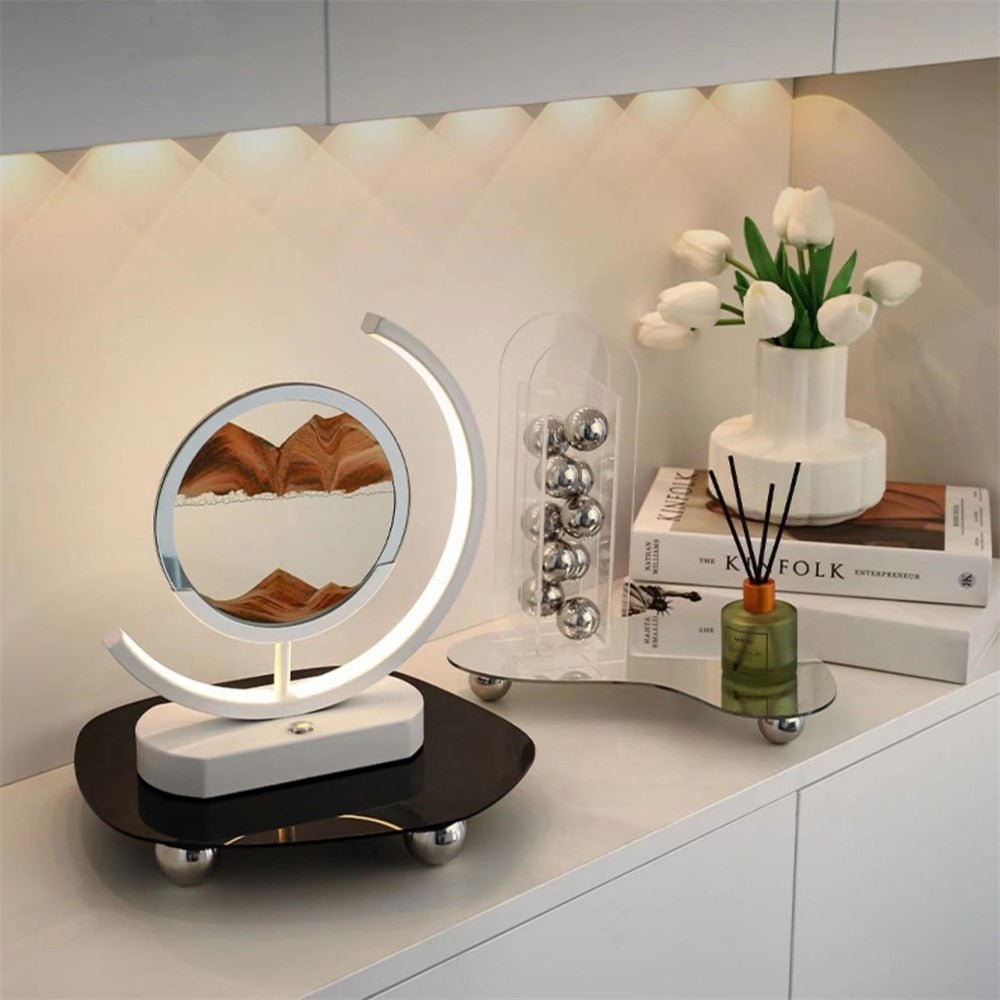 3D LED Sandkunst Tischlampe mit USB-Ladung und Aluminiumrahmen für entspannendes Ambiente