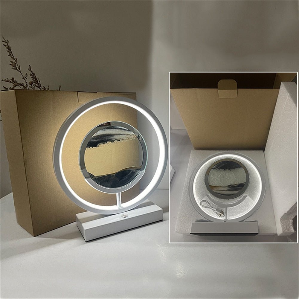 3D LED Sandkunst Tischlampe mit USB-Ladung und Aluminiumrahmen für entspannendes Ambiente