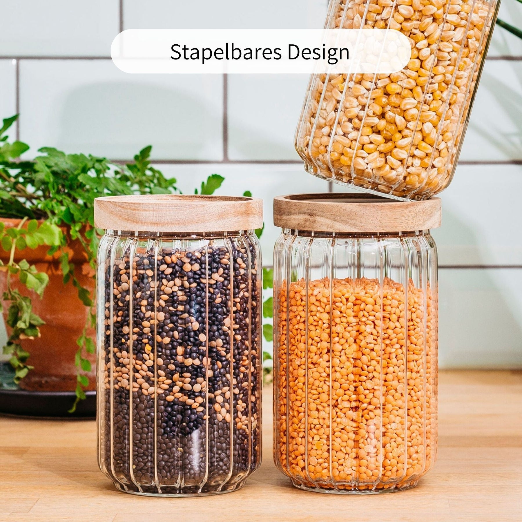 VILA | Vorratsgläser geriffelt 700ml (3-tlg.)