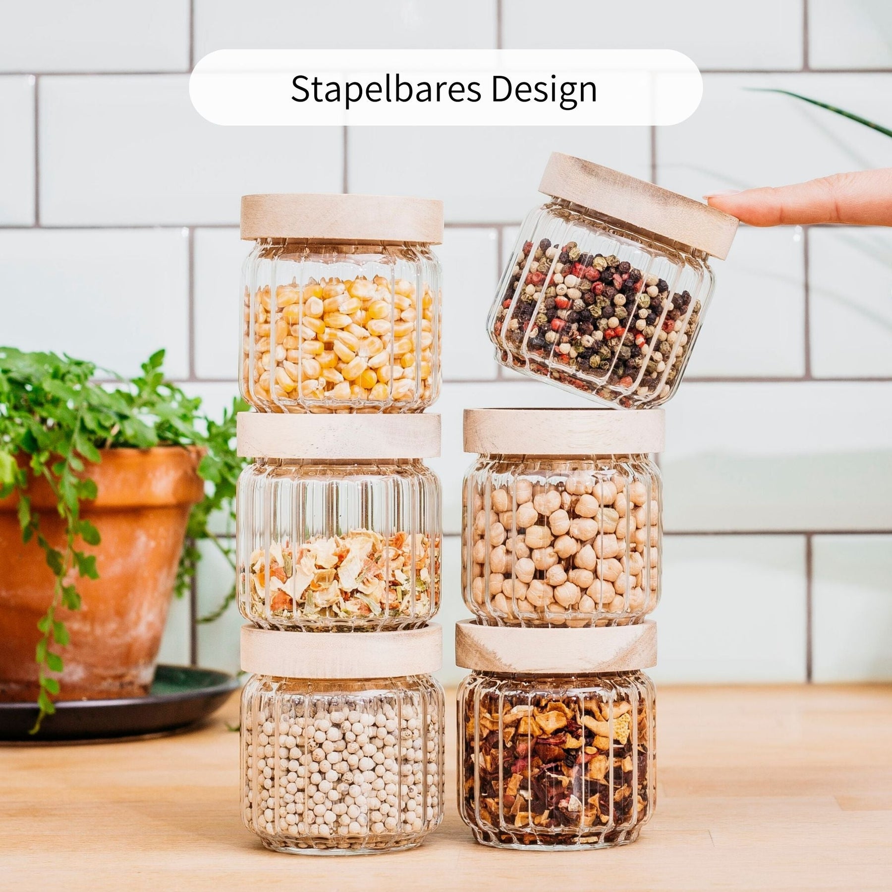 MATTIS | Gewürzgläser geriffelt 150ml (6-tlg.)