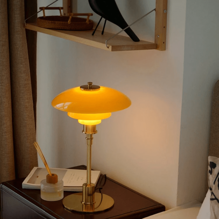Danish Design Table Lamp – Skandinavische Tischlampe mit dimmbarem LED-Licht & Glasdesign