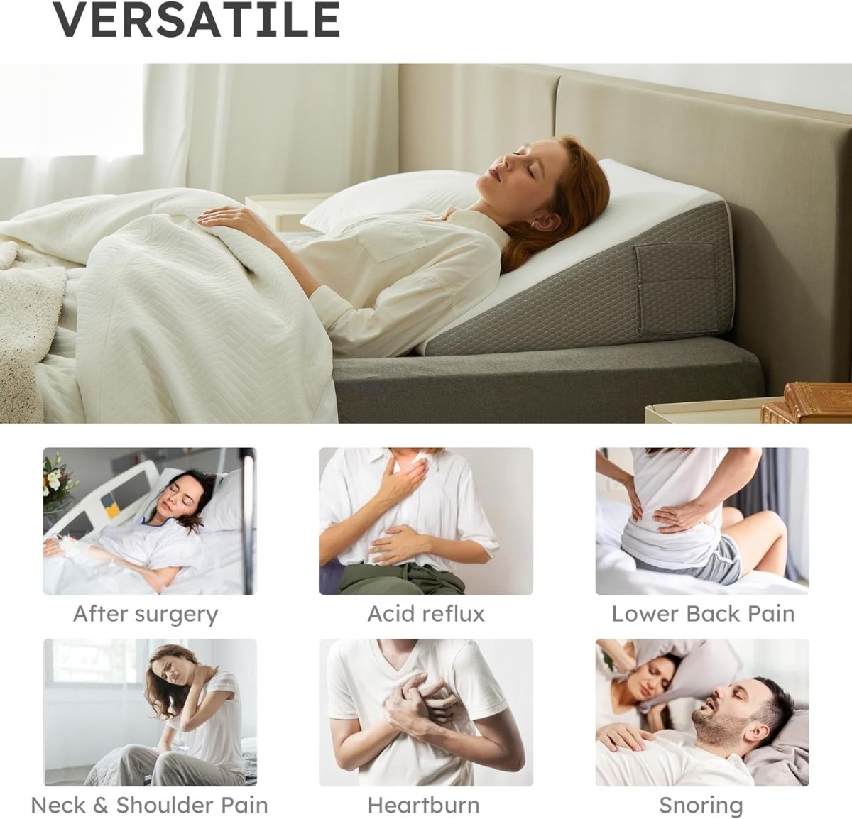 Deluxe Wedge Pillow – Ergonomisches Neigungskeil Kissen mit Memory-Schaum