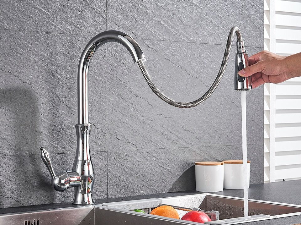 FLEXFLOW Kitchen Tap – Edelstahl Küchenarmatur mit ausziehbarem Sprühkopf & flexiblem Design