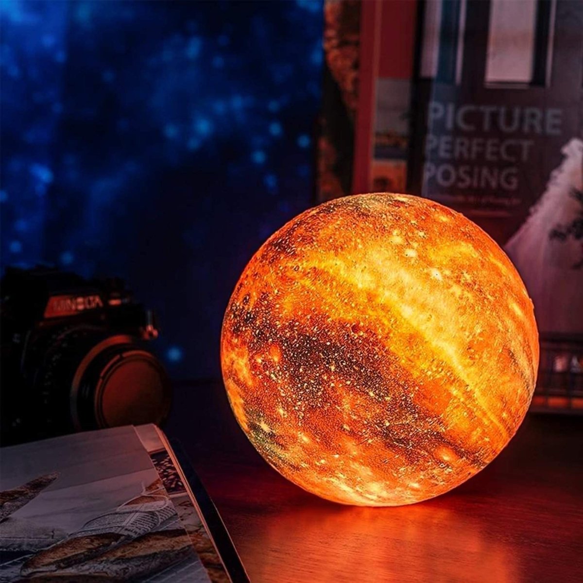 Galaxy Moonlamp – 3D-Mondlampe mit 16 Farben & Holzständer für stimmungsvolle Beleuchtung