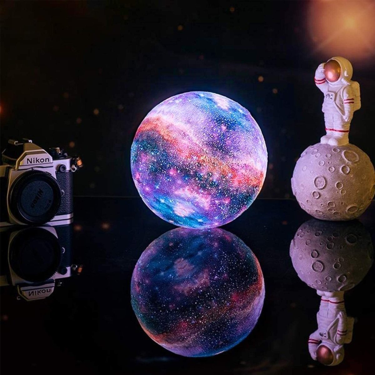Galaxy Moonlamp – 3D-Mondlampe mit 16 Farben & Holzständer für stimmungsvolle Beleuchtung
