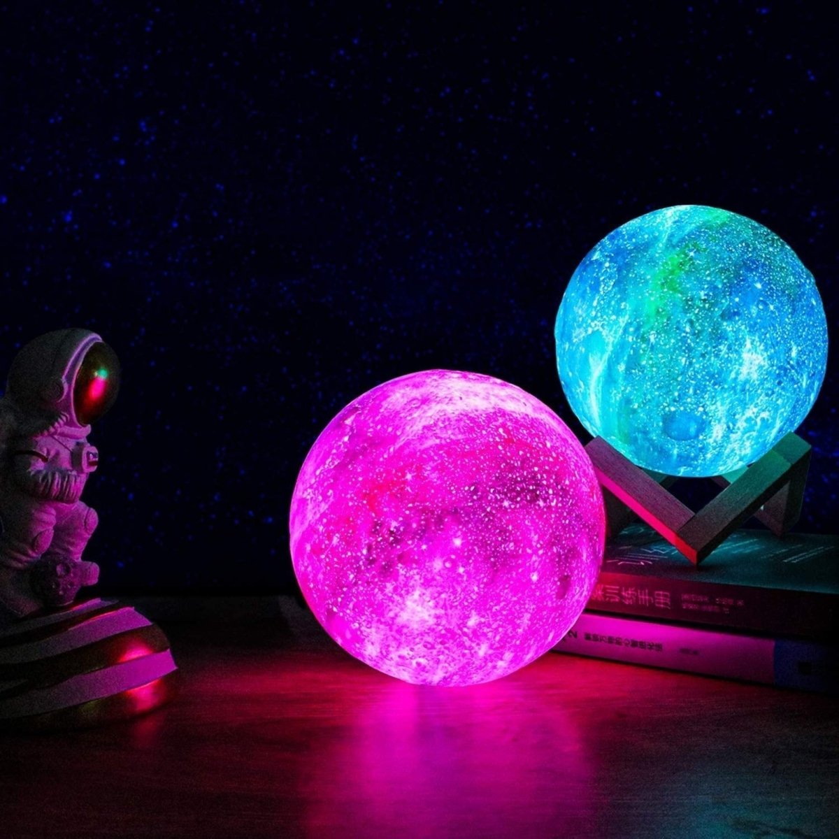 Galaxy Moonlamp – 3D-Mondlampe mit 16 Farben & Holzständer für stimmungsvolle Beleuchtung