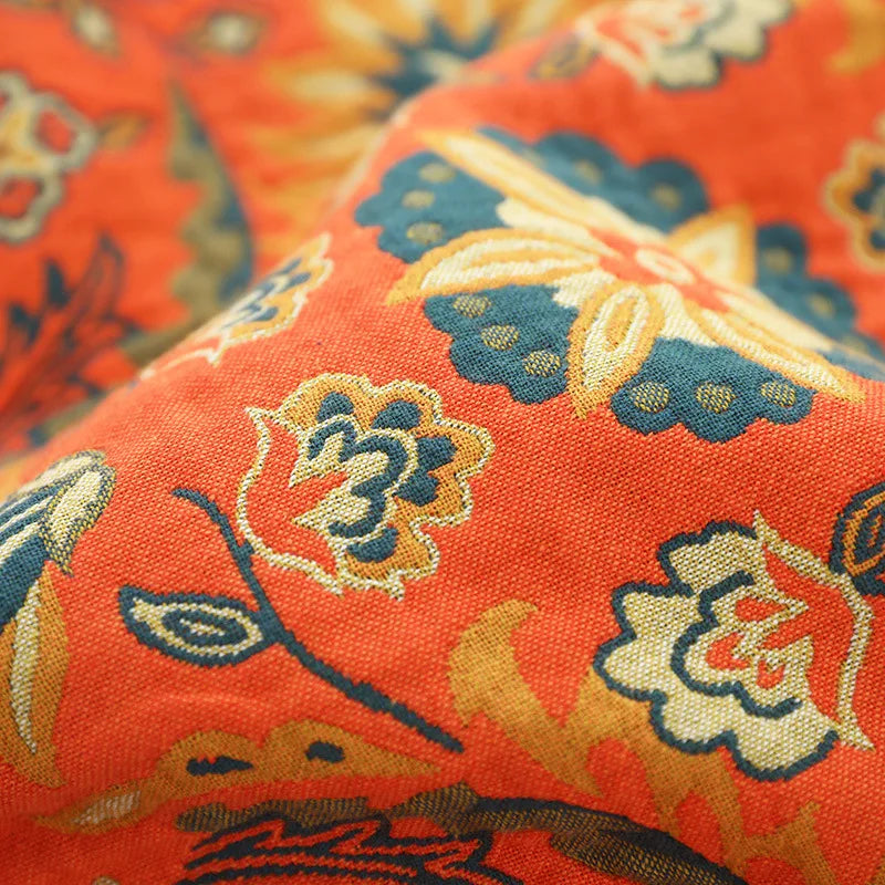 NordicLoom Cover – Stilvolle Baumwolldecke mit Boho-Jacquard für ganzjährigen Komfort