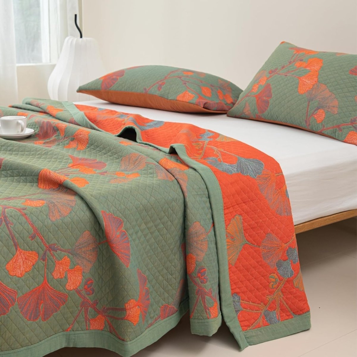 GinkgoQuilt – Baumwoll Bettwäsche Set mit botanischem Design