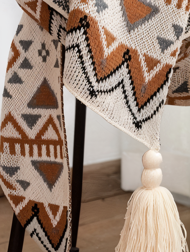 VIVIDLOOM – Geometrische Boho Fleece-Decke