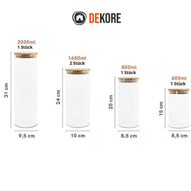 3+2 Gratis: Luftdichte Vorratsdosen aus Glas - Nur noch wenige auf Lager!