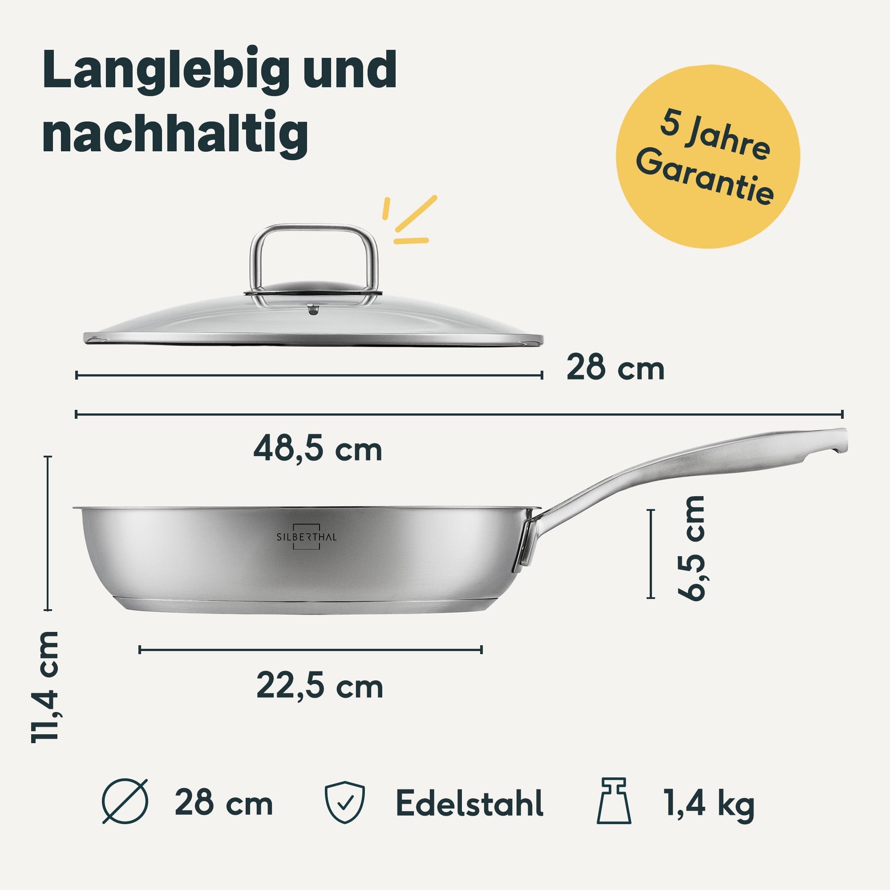 Pfanne 28 cm mit Deckel