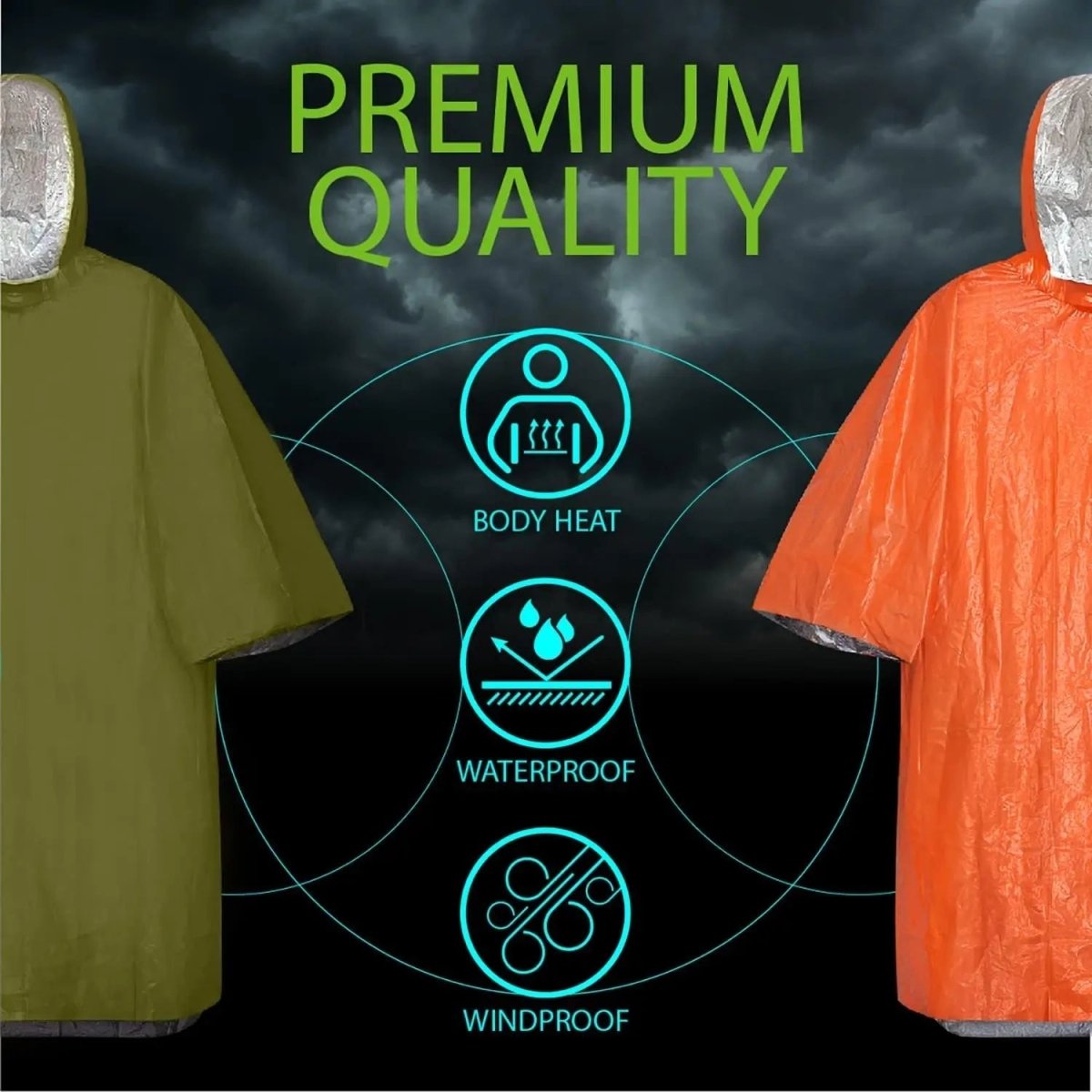 RainGuard Poncho – Notfall-Regenponcho mit Kapuze für Outdoor-Schutz