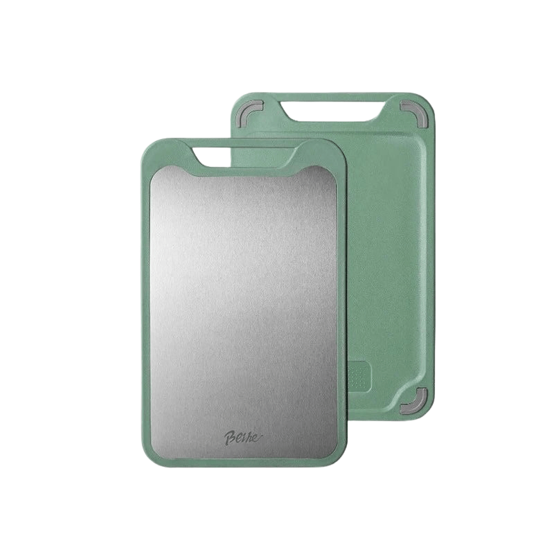 SteelCrest – Doppelseitiges Edelstahl Schneidebrett mit Antihaft-Oberfläche und Saftnut