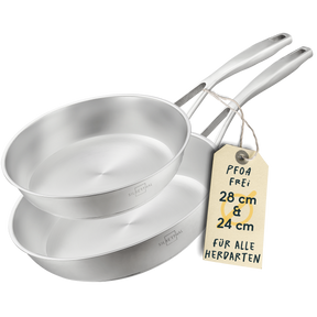 2er-Pfannenset Unbeschichtet - 24 + 28 cm