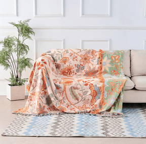 Boho-Chic – Baumwoll Wurfdecke mit floralem Boho-Muster
