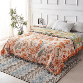 Boho-Chic – Baumwoll Wurfdecke mit floralem Boho-Muster