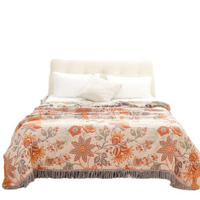 Boho-Chic – Baumwoll Wurfdecke mit floralem Boho-Muster