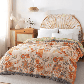 BohoWeave – Baumwoll Wende-Decke mit Jacquard- und Boho-Muster