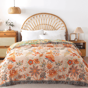 BohoWeave – Baumwoll Wende-Decke mit Jacquard- und Boho-Muster