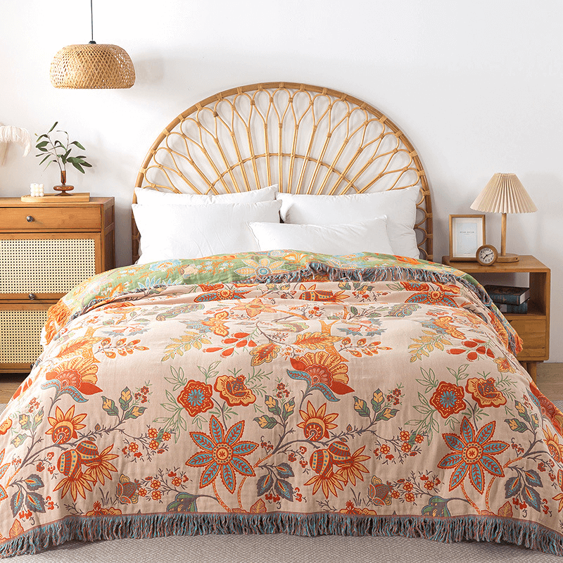 BohoWeave – Baumwoll Wende-Decke mit Jacquard- und Boho-Muster
