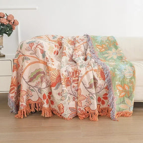 BohoWeave – Baumwoll Wende-Decke mit Jacquard- und Boho-Muster