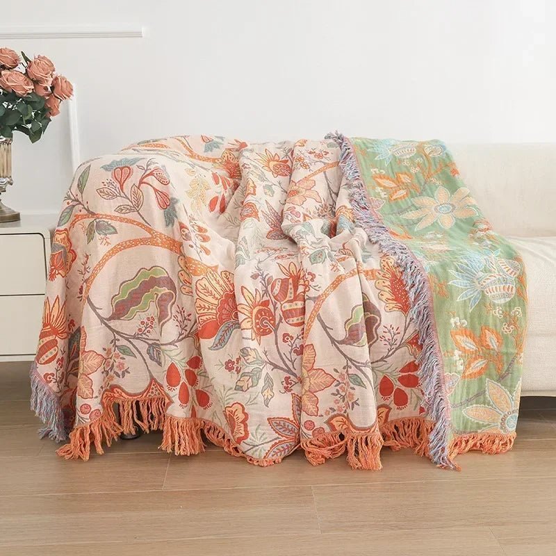BohoWeave – Baumwoll Wende-Decke mit Jacquard- und Boho-Muster