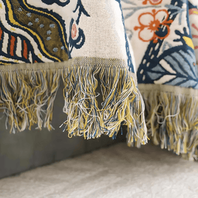 CottonBloom Blanket – Rustikale Baumwoll-Decke mit Blumenmuster, Wende-Design