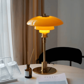 Danish Design Table Lamp – Skandinavische Tischlampe mit dimmbarem LED-Licht & Glasdesign