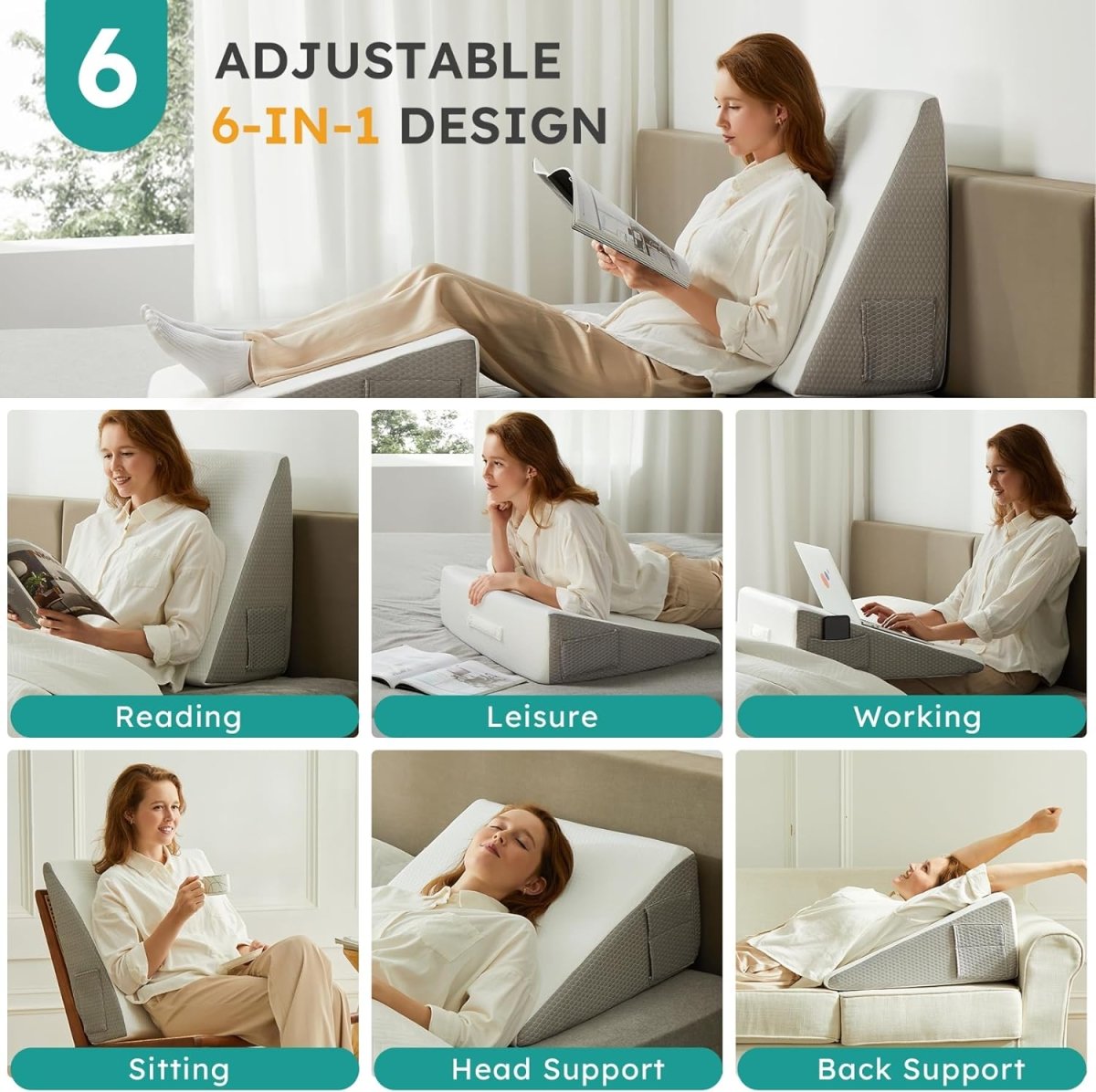 Deluxe Wedge Pillow – Ergonomisches Neigungskeil Kissen mit Memory-Schaum