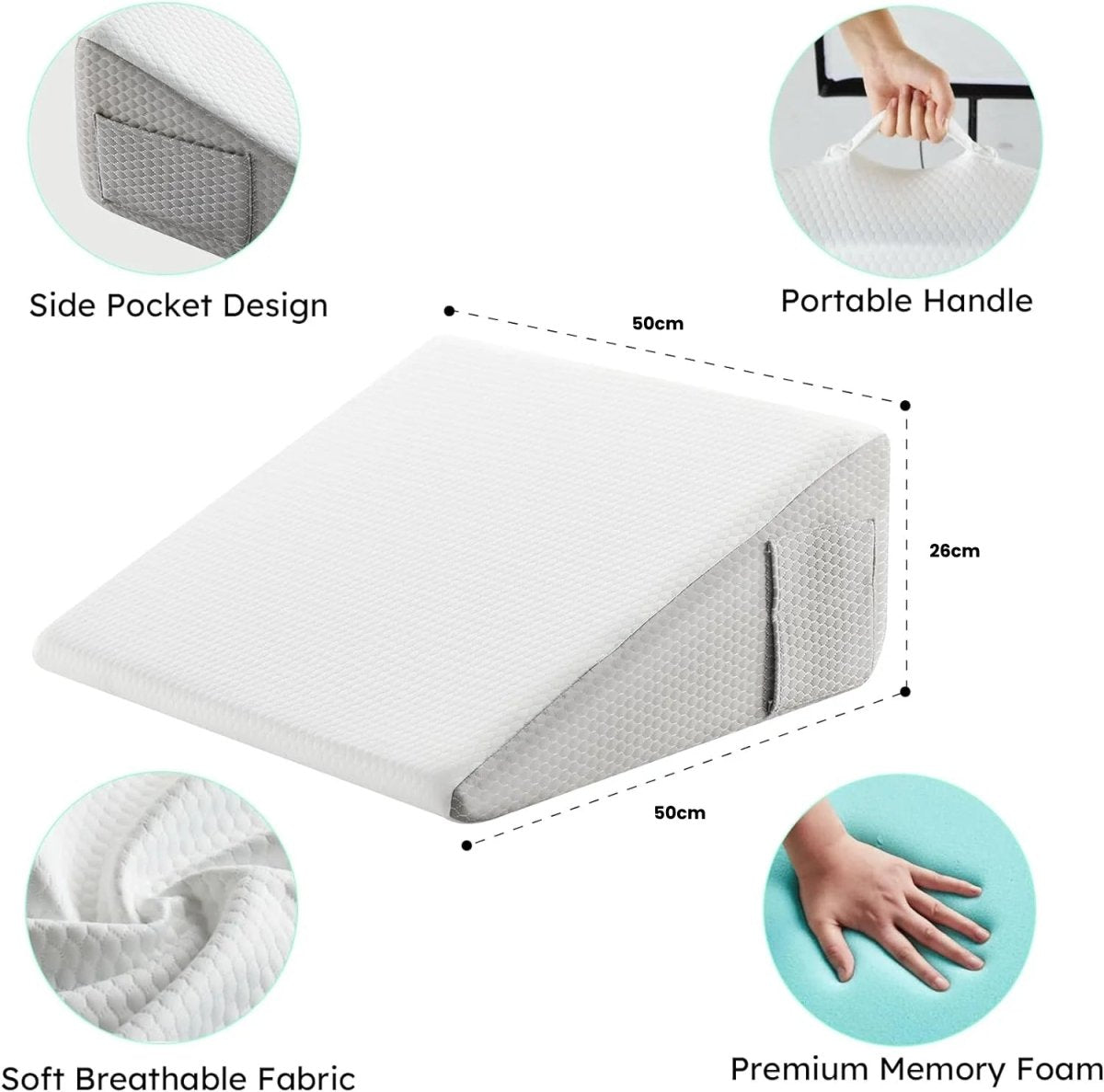 Deluxe Wedge Pillow – Ergonomisches Neigungskeil Kissen mit Memory-Schaum
