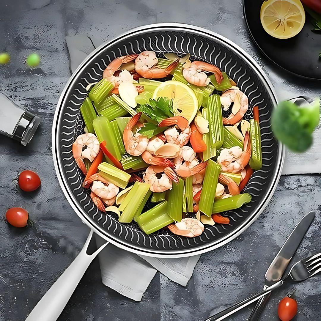 HexaPan – Edelstahlpfanne mit Antihaft & Hexa-Design