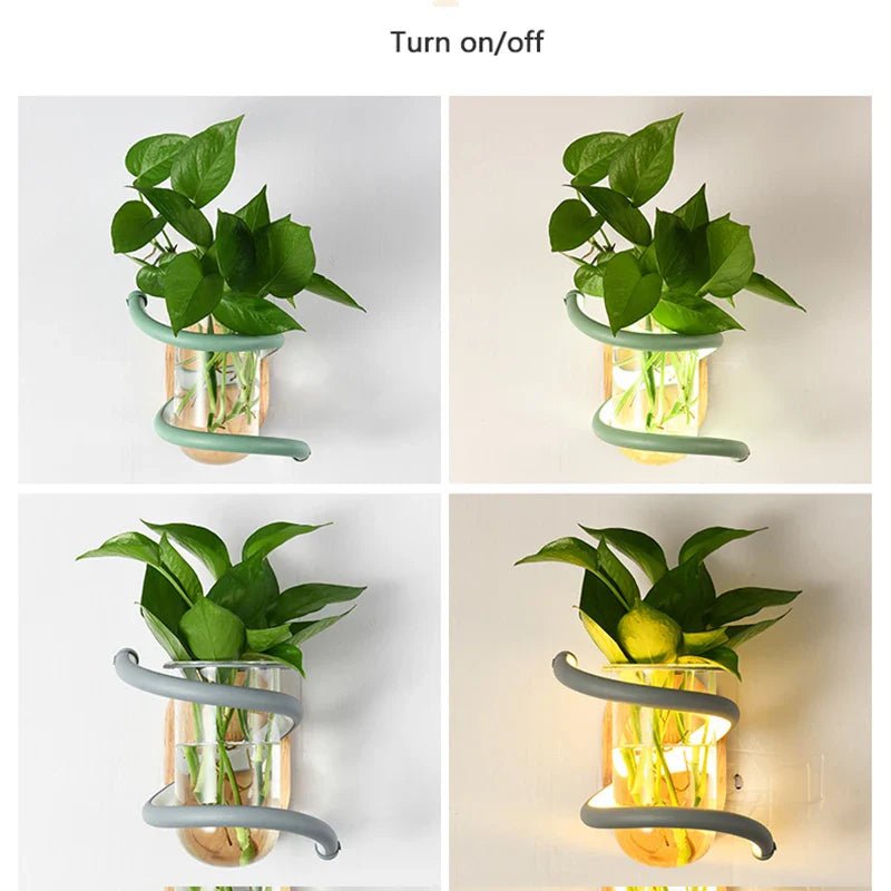 BLOOMLIGHT – LED Wandvase Lampe aus Holz & Aluminium für stilvolle Außenbereiche