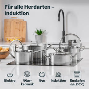 Pfannen & Topfset Unbeschichtet 7-teilig