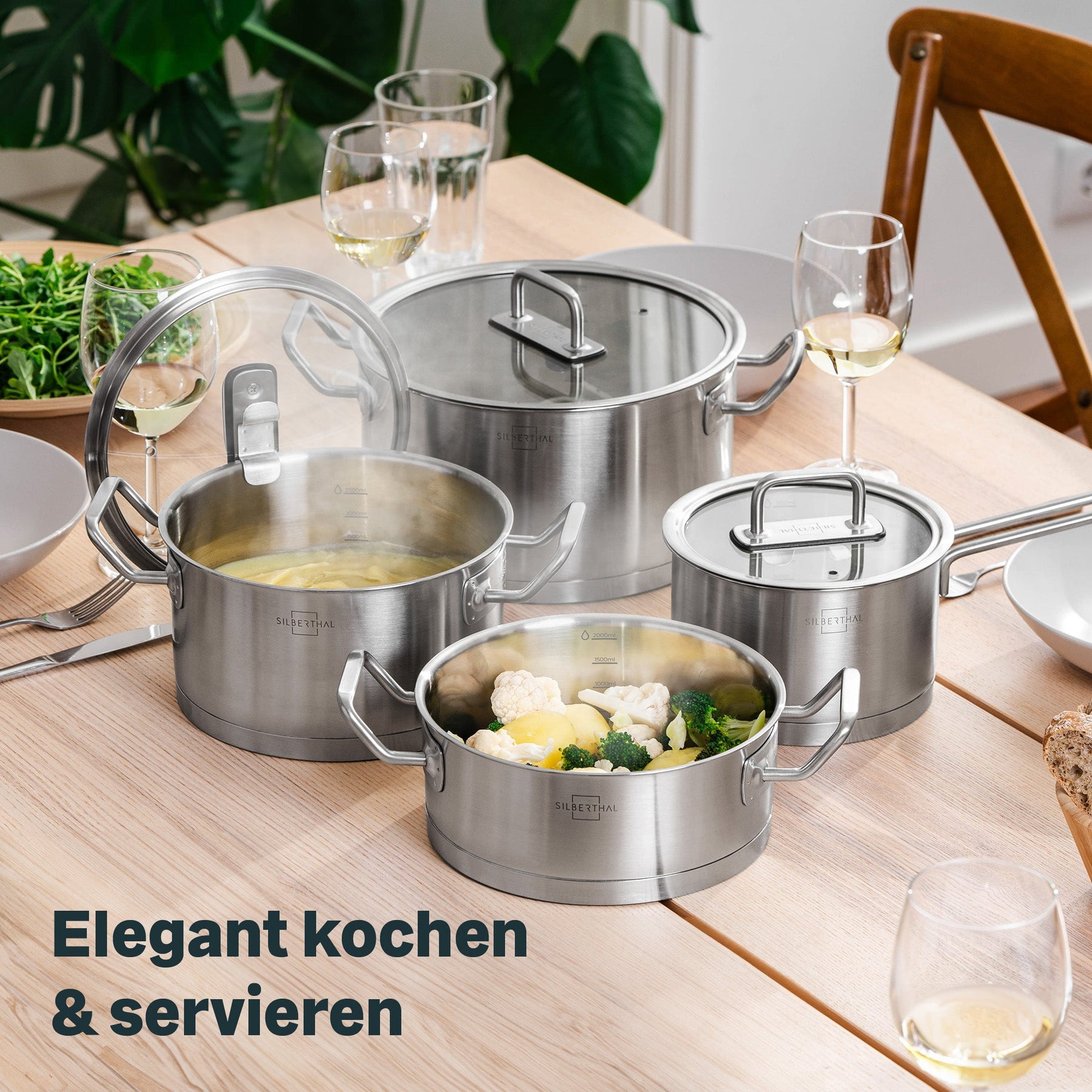 Pfannen & Topfset Unbeschichtet 7-teilig