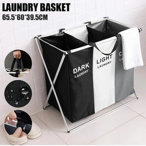 TRISORT LAUNDRY BASKET – Faltbarer Wäschekorb mit 3 Fächern – Platzsparende Wäscheorganisation für Zuhause