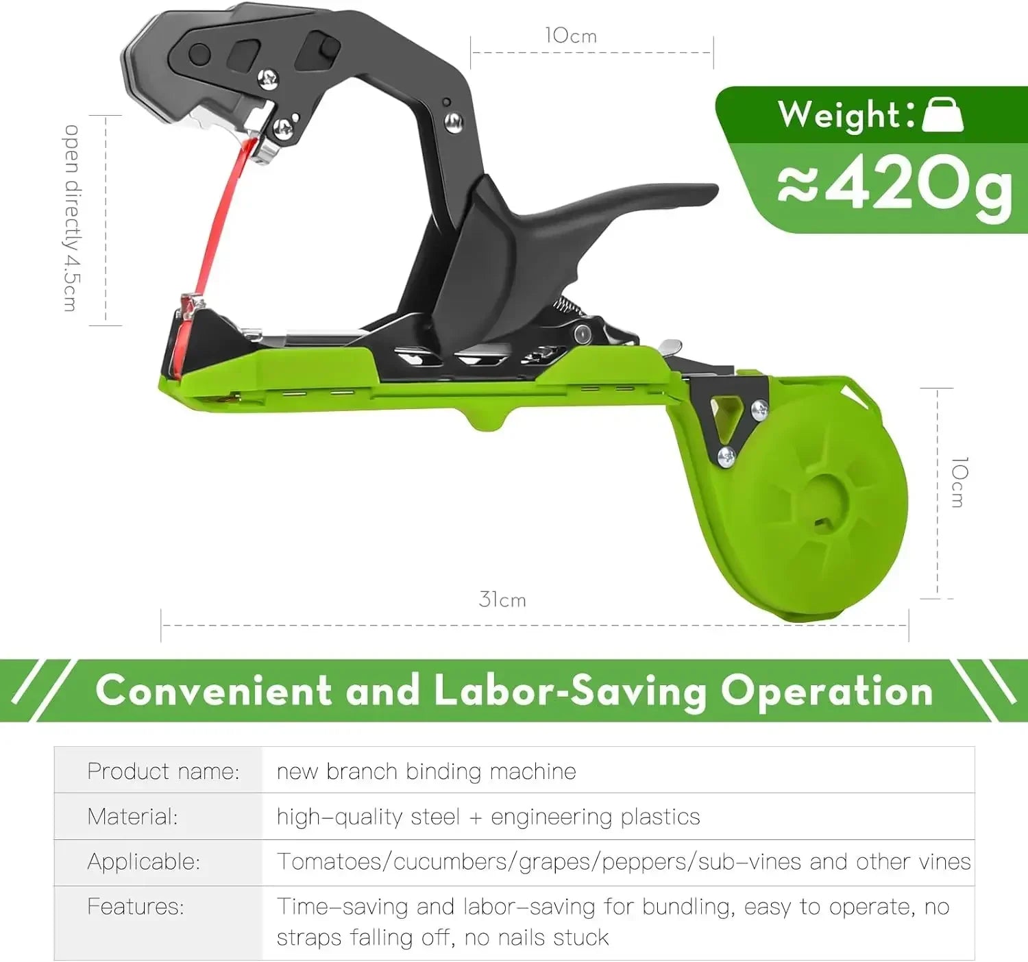 PflanzenHalt Tapetool – Komfortabler Pflanzenanbinder für Gewächshaus & Garten