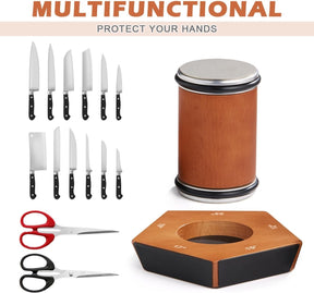 SharpRoll Diamant-Rollmesserschärfer – Manueller Messerschärfer mit Holz- & Diamantsteinen