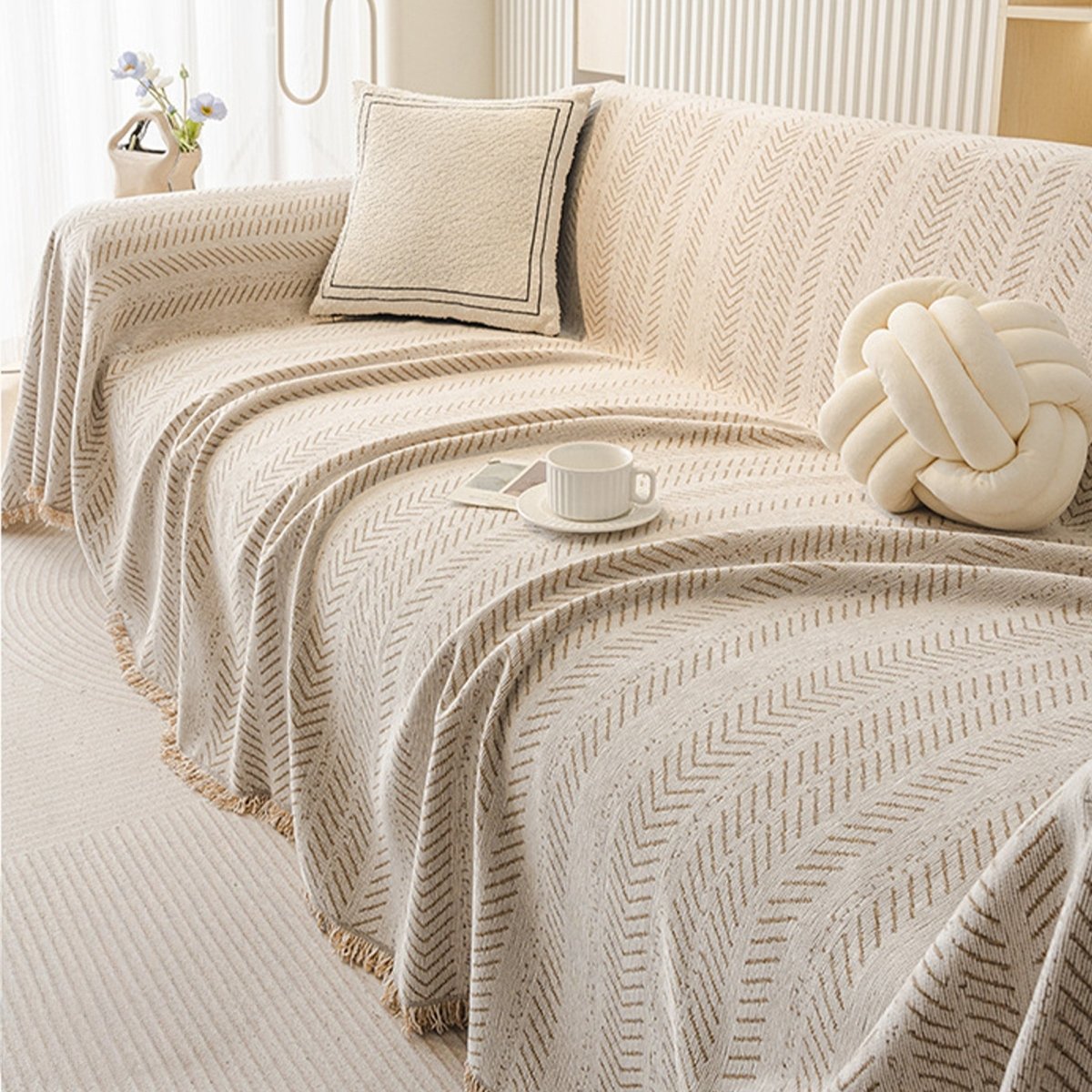 TexturaHome – Kratzfester & waschbarer Chenille Sofabezug für stilvolle Wohnräume