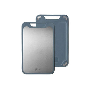 SteelCrest – Doppelseitiges Edelstahl Schneidebrett mit Antihaft-Oberfläche und Saftnut