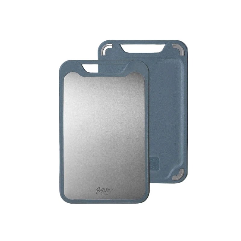 SteelCrest – Doppelseitiges Edelstahl Schneidebrett mit Antihaft-Oberfläche und Saftnut