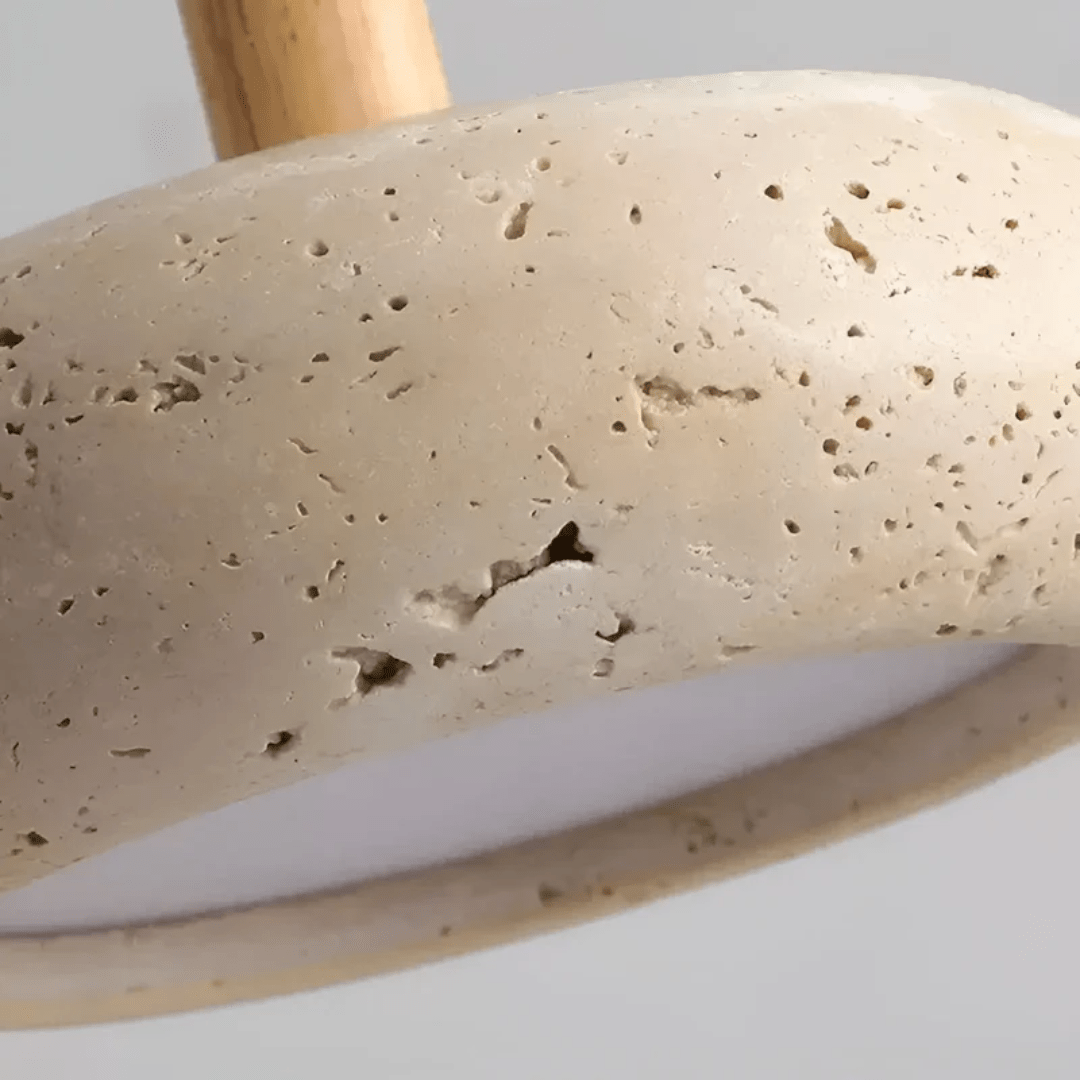 TranquilHalo – LED Retro Deckenleuchte aus Stein & Holz