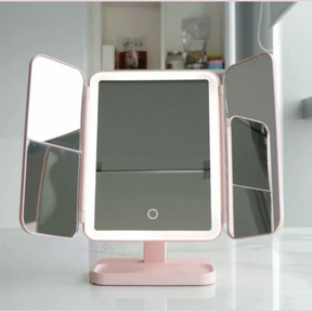 GLAMLITE MIRROR – LED Schminkspiegel mit 3 Lichtfarben & 360° Flexibilität für perfektes Make-up