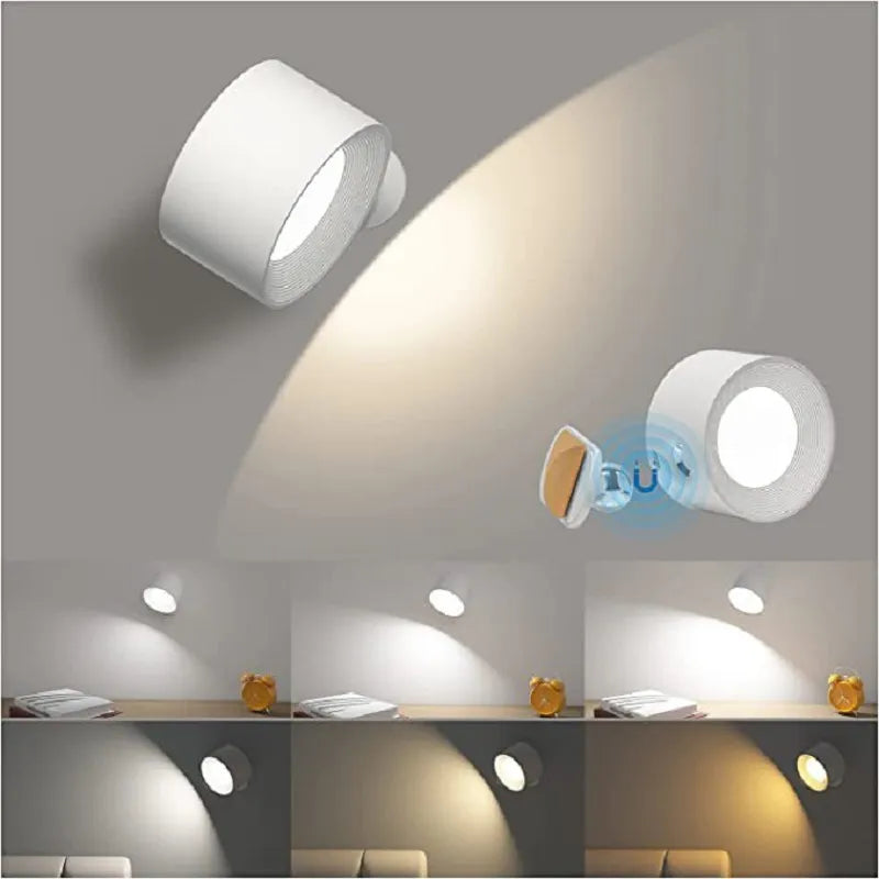 360° Wall Lamp – Kabellos, USB-wiederaufladbar & 3 Helligkeitsstufen für flexible Beleuchtung